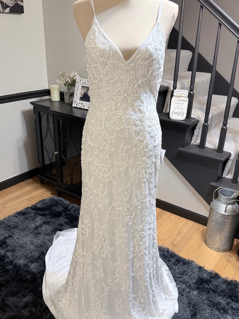 NWT Everlasting Passion Lulus White sequin beaded backless wedding gown Medium - Picture 2 of 10